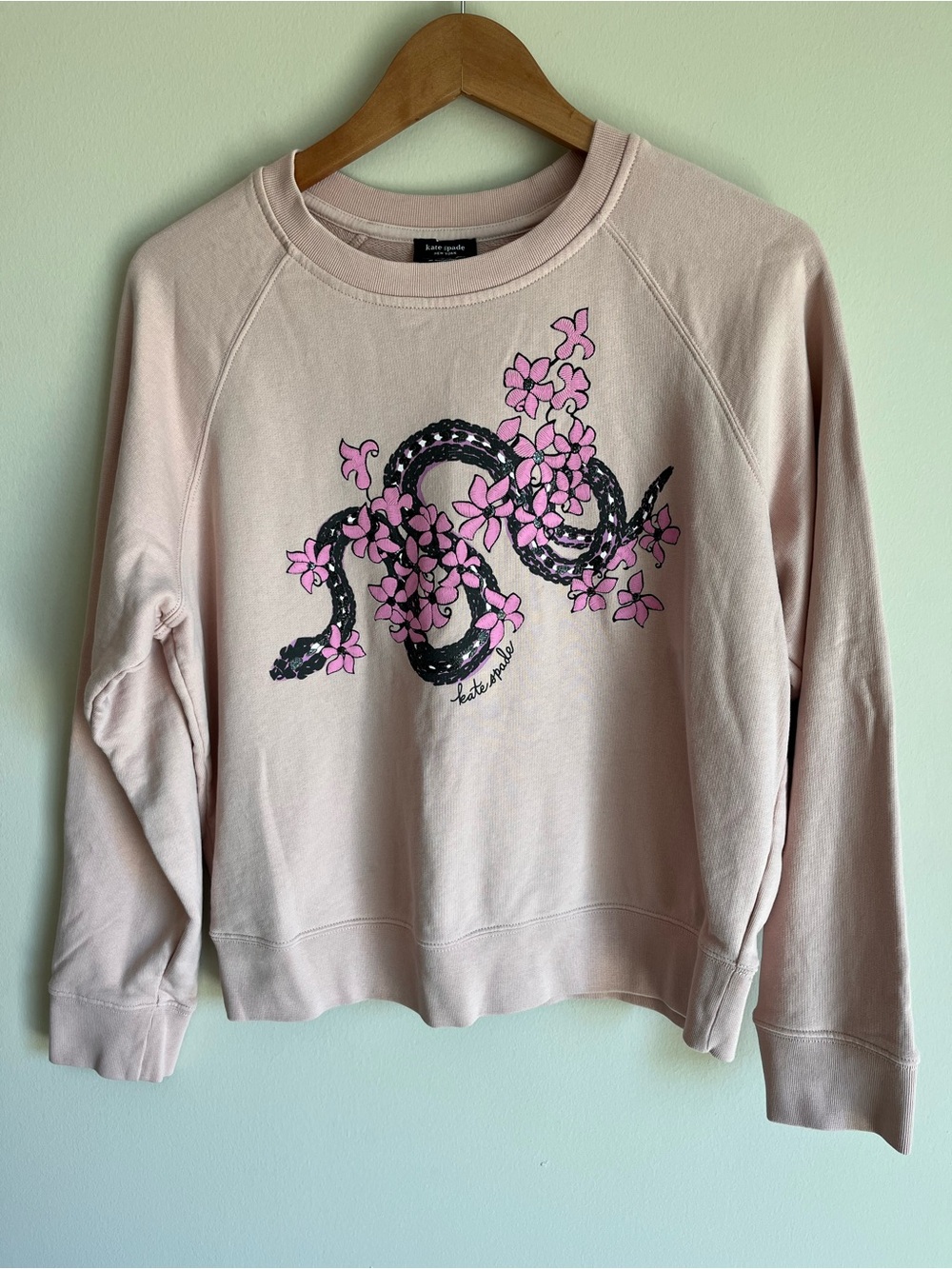 Kate Spade Women's Snake Floral Sweatshirt in Rose Smoke Size Medium (M)